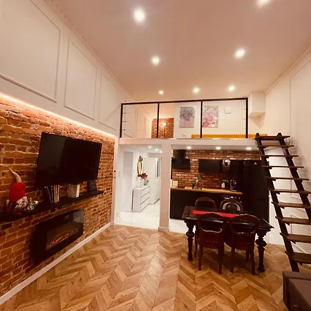 Loft Z Antresola I Balkonem W Centrum Lodzi Przystan Jednorozca Klimatyzacja Faktura Лодзь